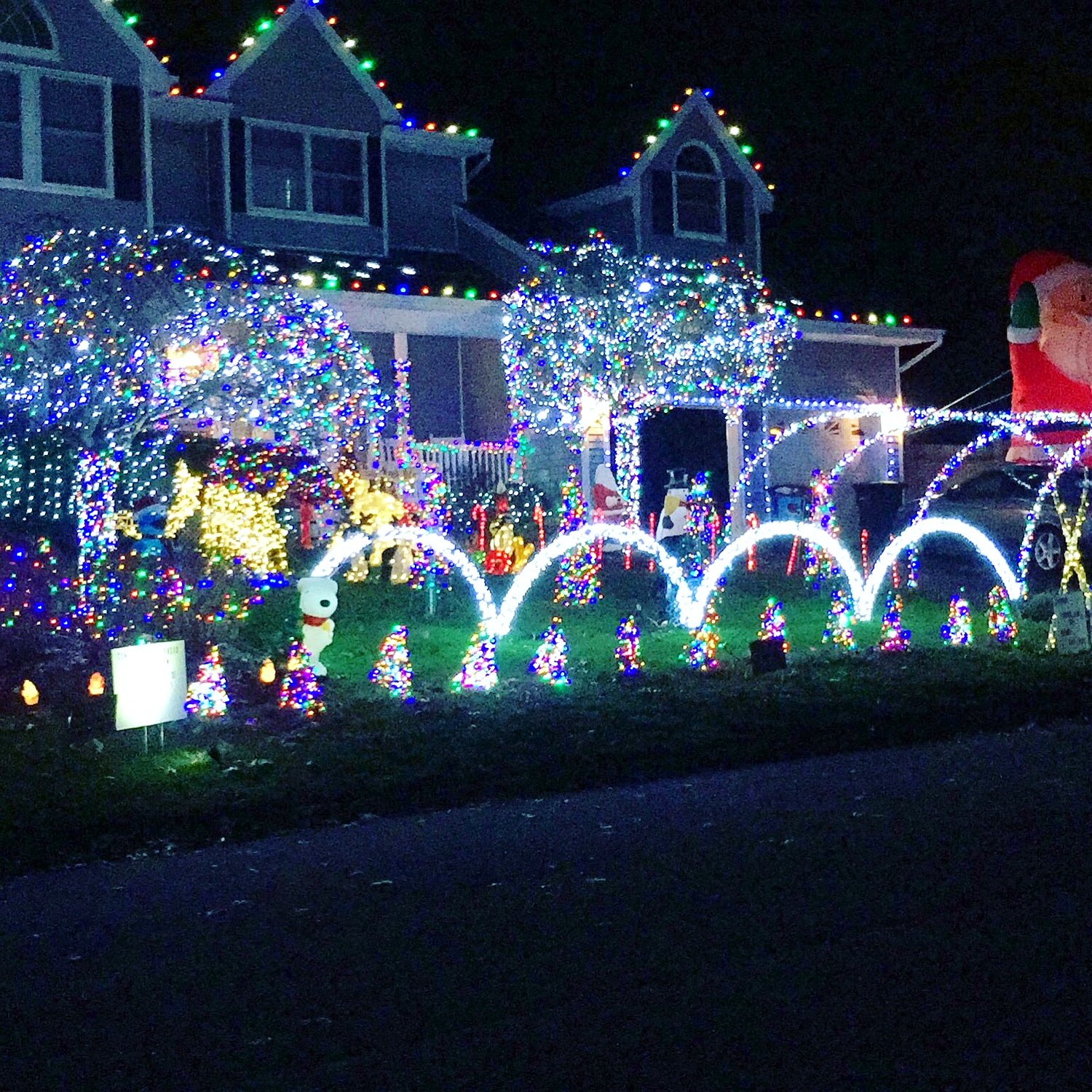 Christmas lights up close
