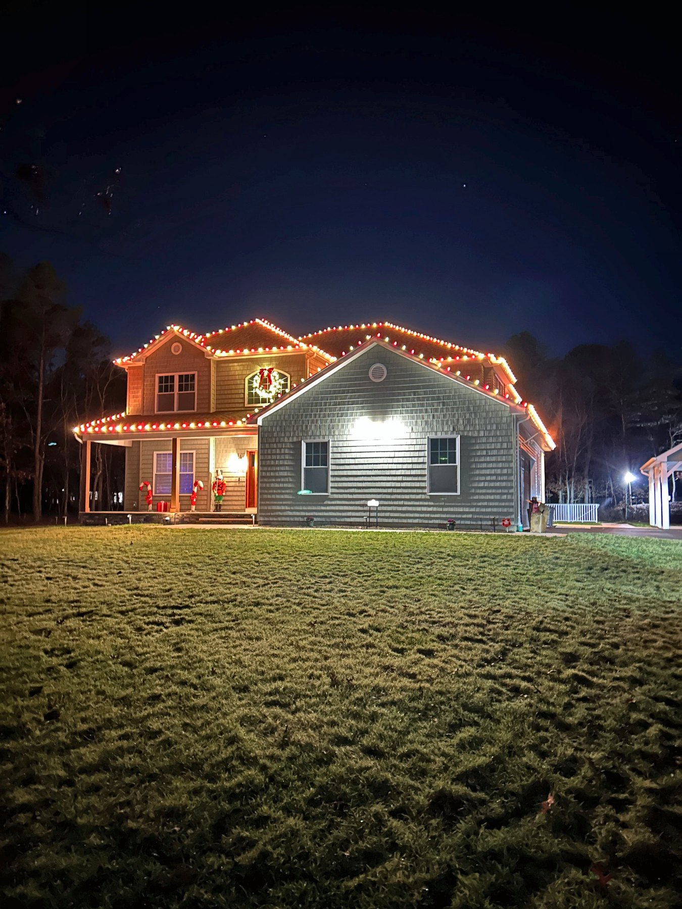 Christmas Illuminations LI holiday lighting installation: Classic Holiday Roofline