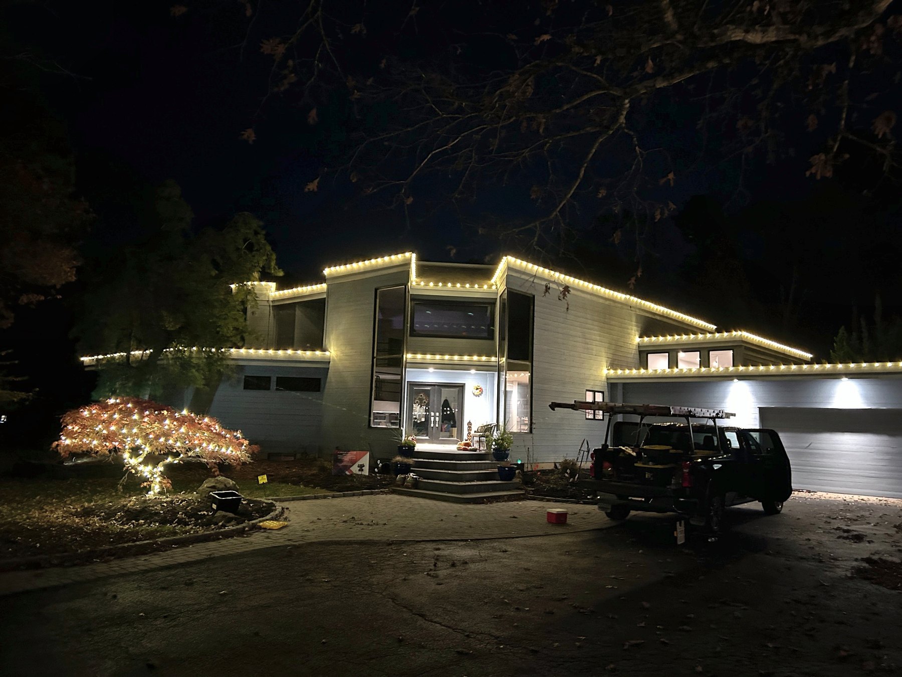 Christmas Illuminations LI holiday lighting installation: Modern Holiday Elegance